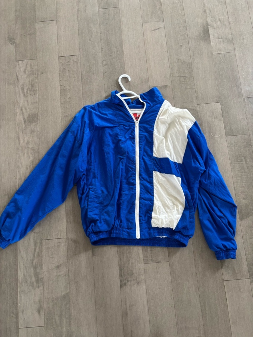 Men's Blue & White Colorblock Windbreaker Jacket or unisex - Picture 6 of 8